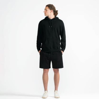 Black Midweight French Terry Pullover Hoodie