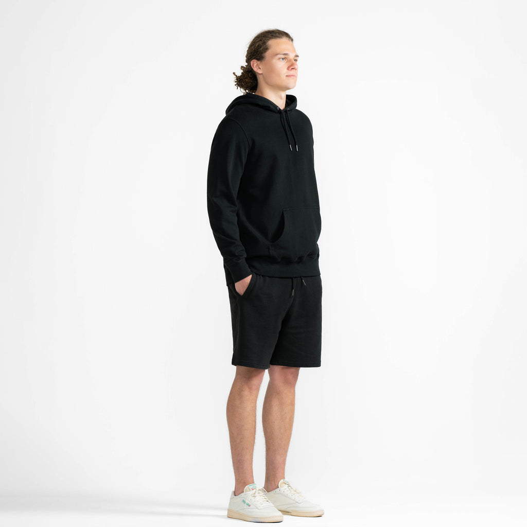 Black Midweight French Terry Pullover Hoodie