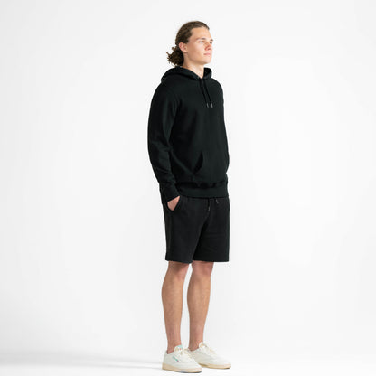 Black Midweight French Terry Pullover Hoodie