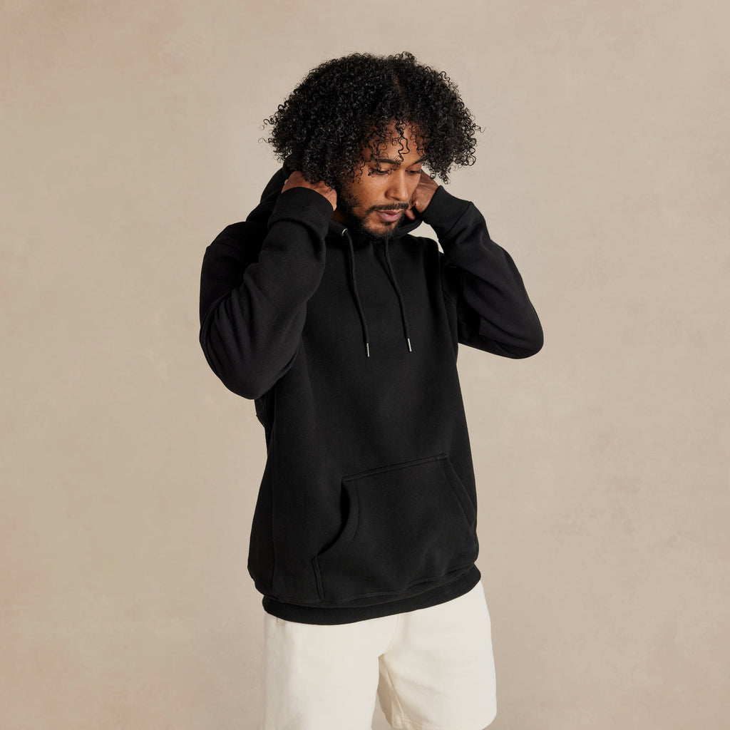 Black Heavyweight Brushed Pullover Hoodie