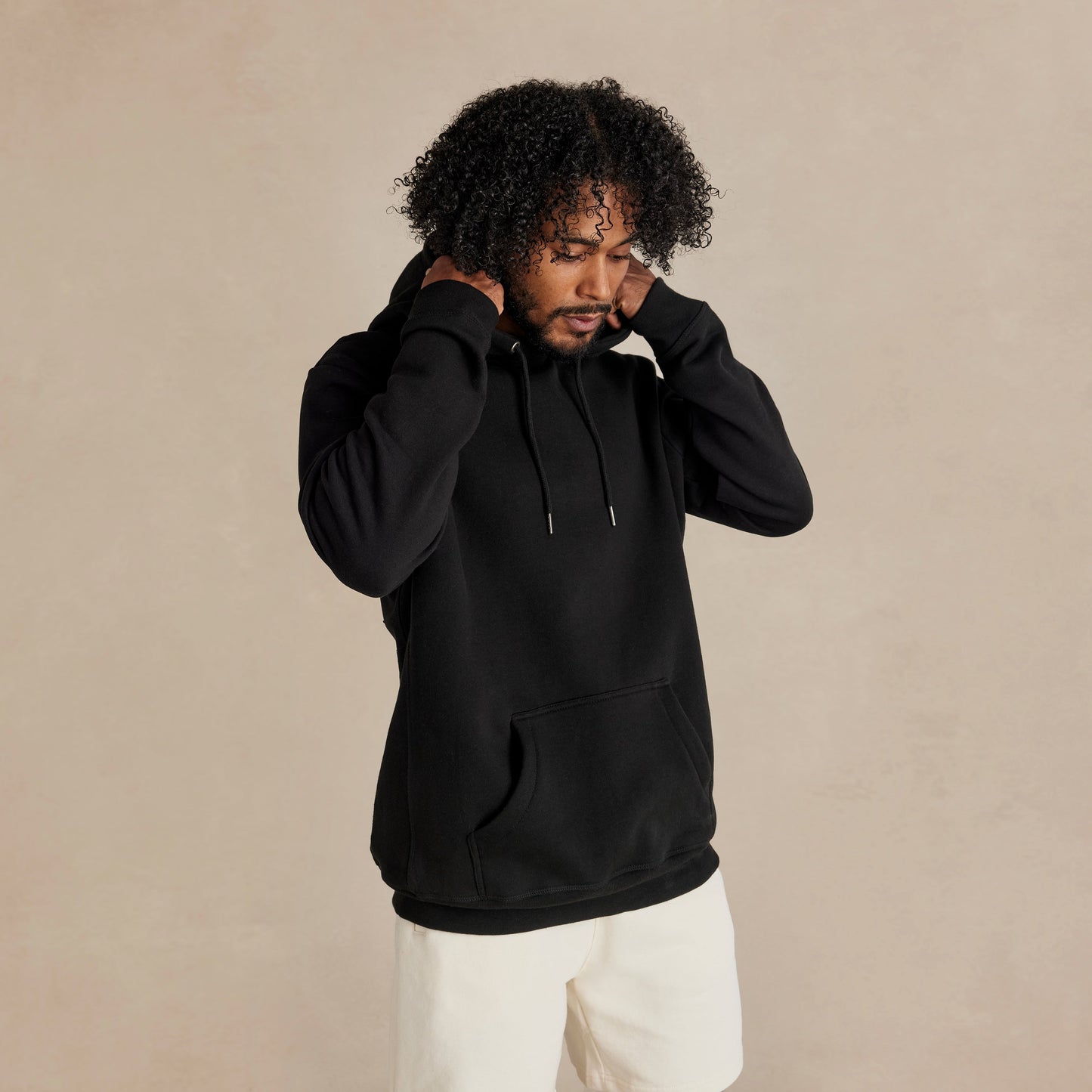 Black Heavyweight Brushed Pullover Hoodie