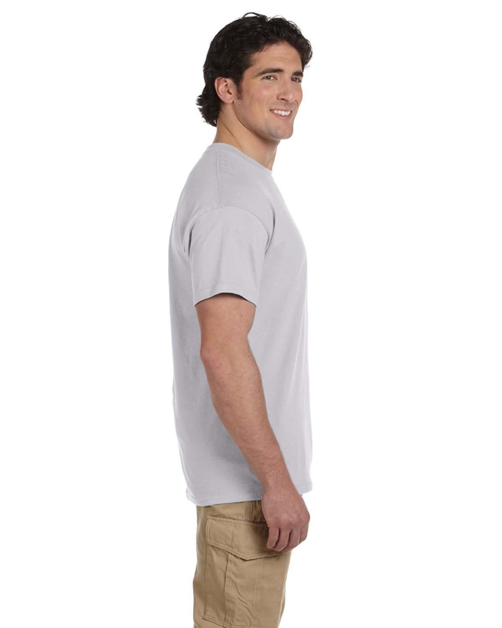 Effen asgrijs T-shirt voor heren met korte mouwen en ronde hals