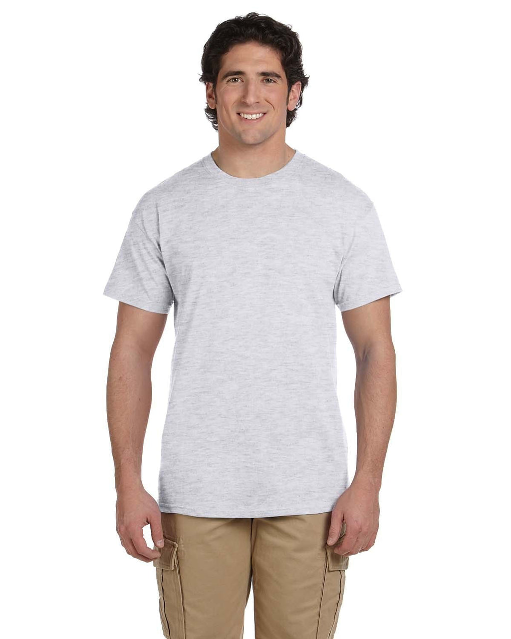 Men's Ash Solid Short Sleeve Crew Neck T-Shirt