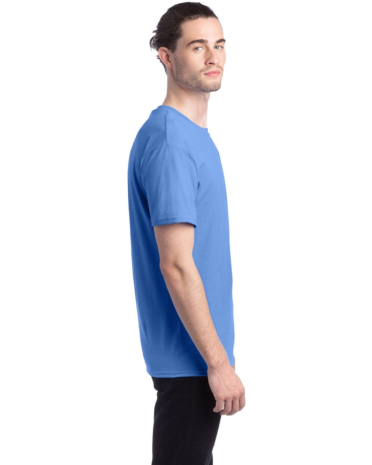 Men's Carolina Blue Solid Short Sleeve Crew Neck T-Shirt