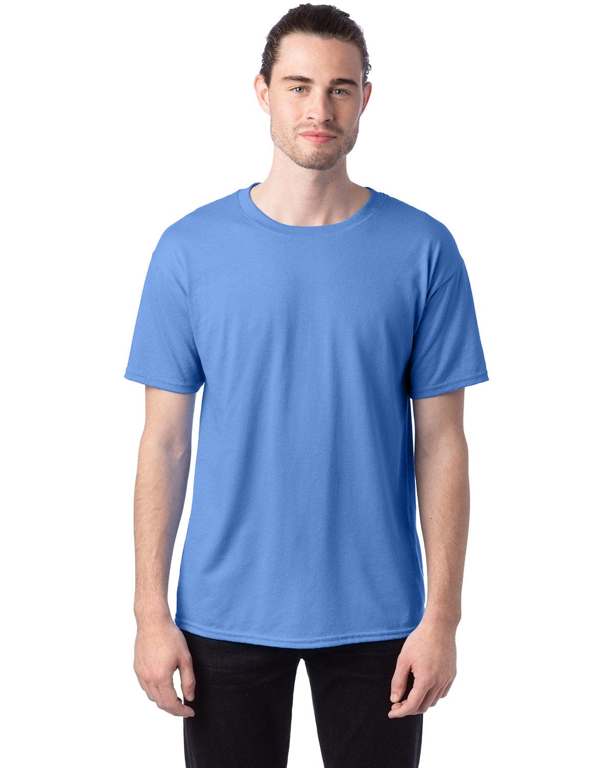 Men's Carolina Blue Solid Short Sleeve Crew Neck T-Shirt