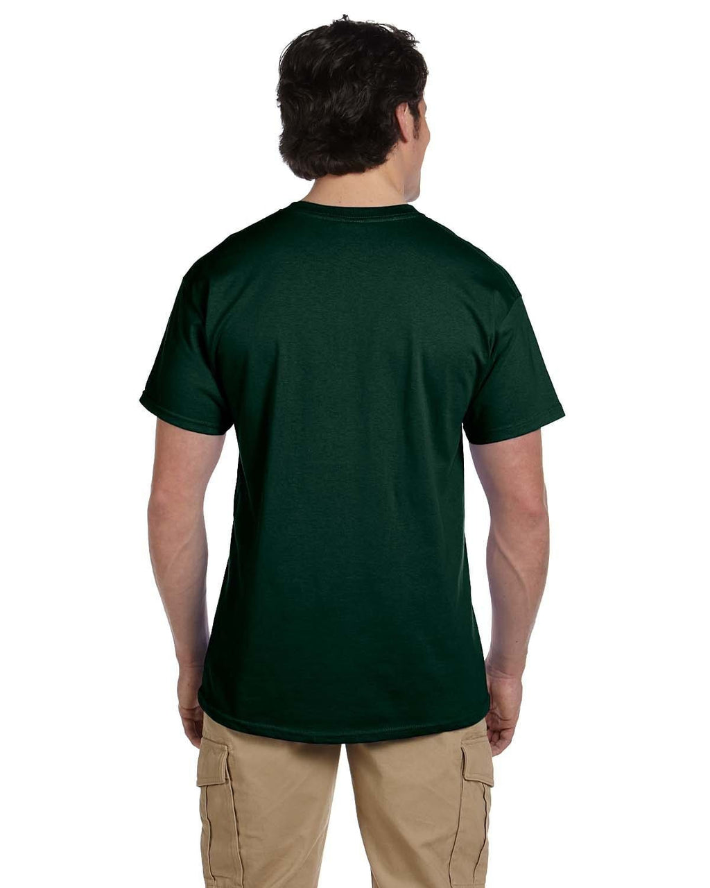 Men's Dark Green Solid Short Sleeve Crew Neck T-Shirt