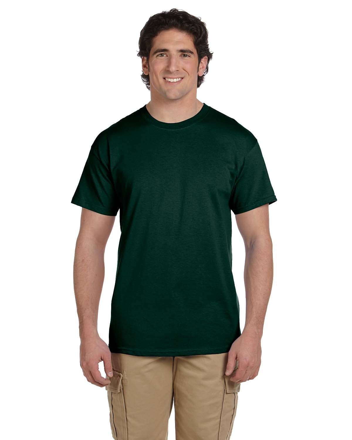Men's Dark Green Solid Short Sleeve Crew Neck T-Shirt