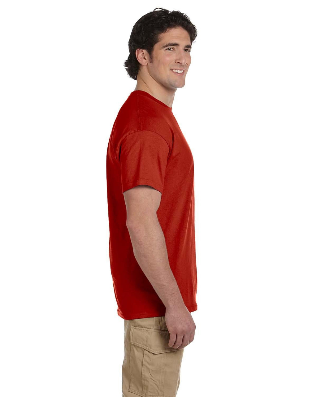 Men's Deep Red Solid Short Sleeve Crew Neck T-Shirt