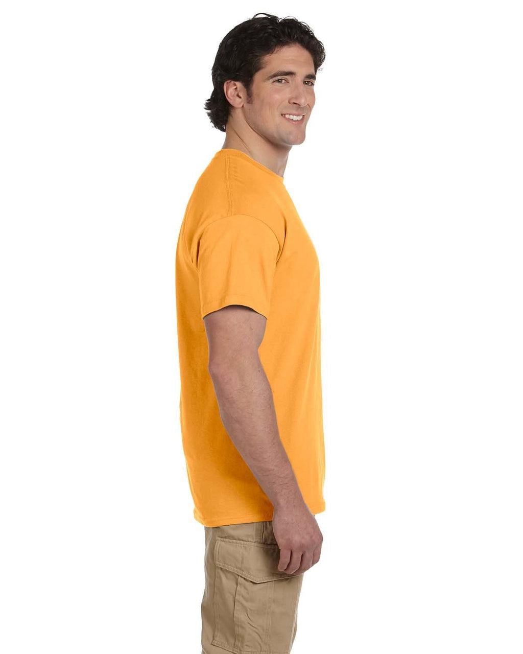 Men's Gold Solid Short Sleeve Crew Neck T-Shirt