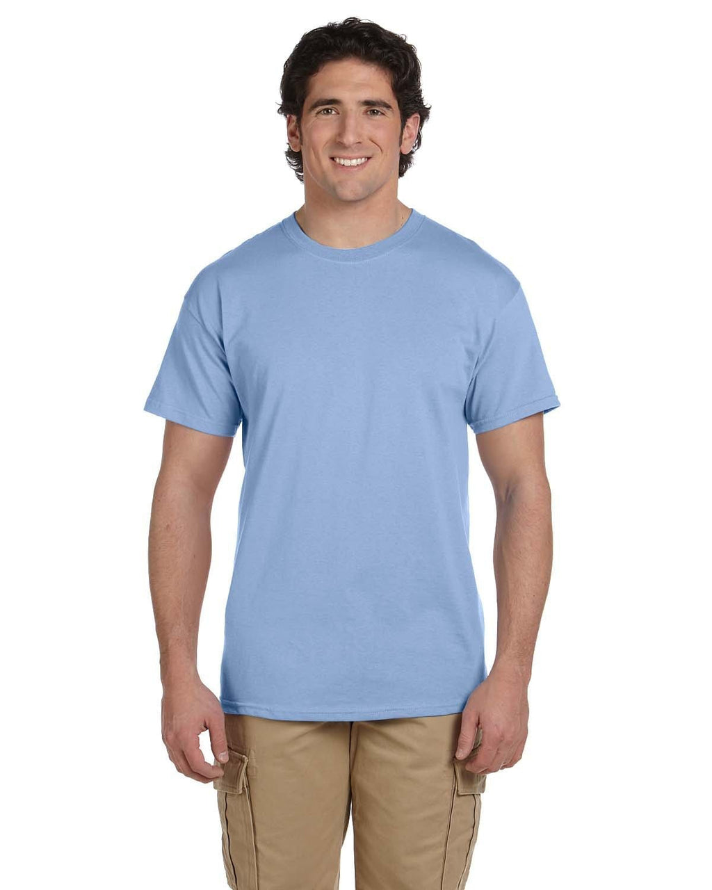 Effen lichtblauw T-shirt voor heren met korte mouwen en ronde hals
