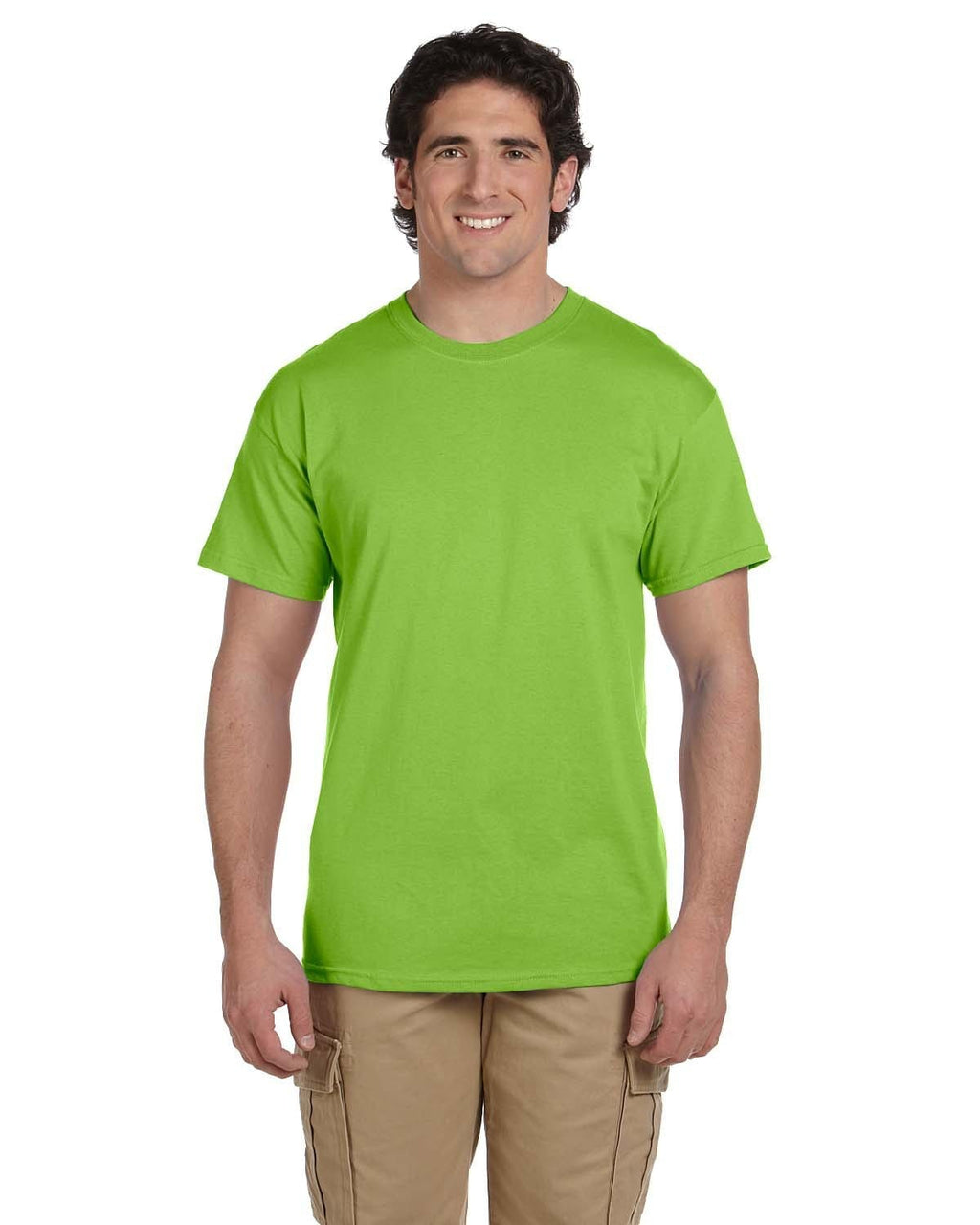 Effen lime T-shirt voor heren met korte mouwen en ronde hals