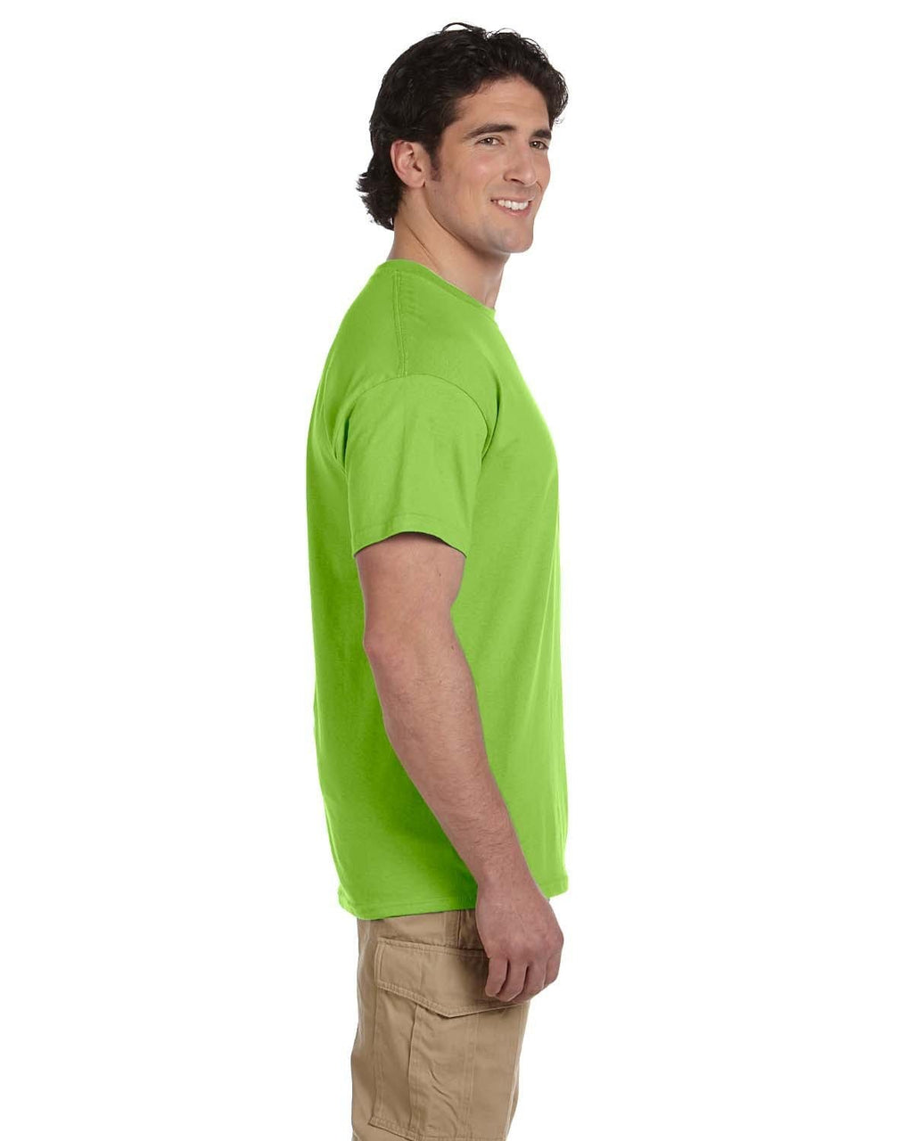 Effen lime T-shirt voor heren met korte mouwen en ronde hals