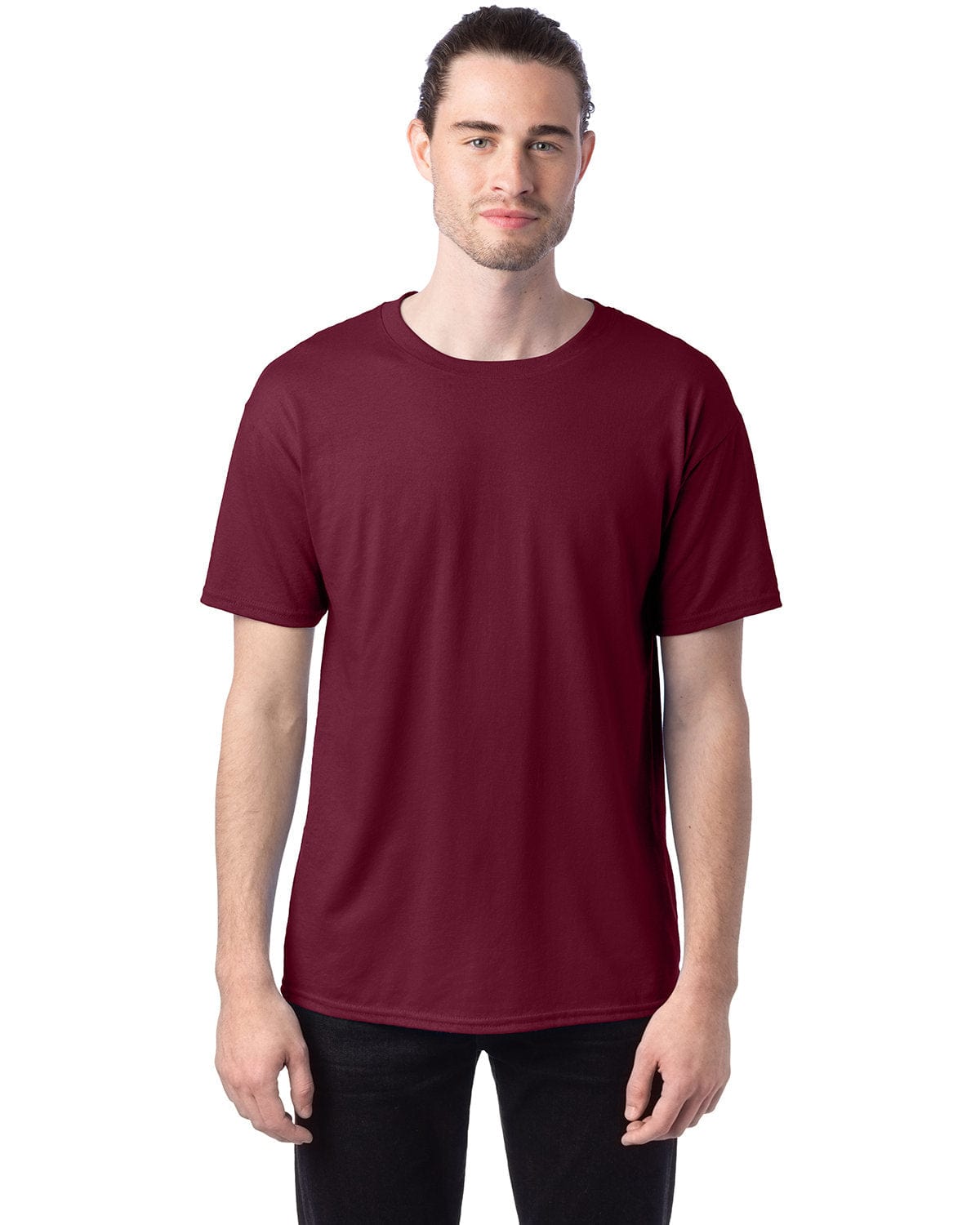 Effen maroon T-shirt voor heren met korte mouwen en ronde hals